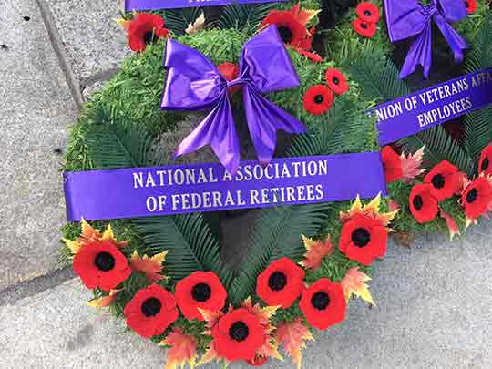 Federal Retirees wreath placed at The National War Memorial in Ottawa.