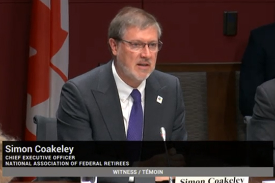 National Association of Federal Retirees (Federal Retirees) CEO Simon Coakeley addressed the Senate Finance Committee on the implementation of certain provisions of Bill C-97, the Budget Implementation Act.