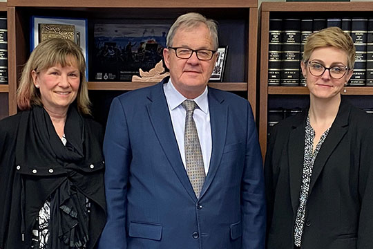 Federal Retirees member and veteran, Dr. Karen Breeck; Minister of Veterans Affairs and Associate Minister of National Defence, Lawrence MacAulay; Federal Retirees director of advocacy, Sayward Montague. Federal Retirees member and veteran, Dr. Karen Breeck; Minister of Veterans Affairs and Associate Minister of National Defence, Lawrence MacAulay; Federal Retirees director of advocacy, Sayward Montague.