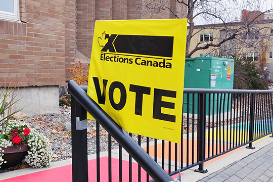 Panneau de vote d'Élections Canada. Il est probable qu'une élection fédérale aura lieu plus tôt que tard.