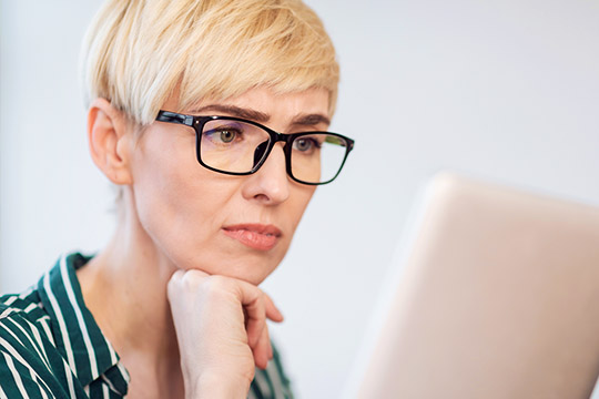 Woman with tablet.