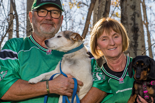 Sheryl and Larry Busser with Gainer, the Jack Russell terrier Sheryl and Larry Busser with Gainer, the Jack Russell terrier.