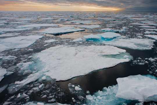 Radeaux de glace en train de fondre dans l’océan Arctique. Radeaux de glace en train de fondre dans l’océan Arctique.