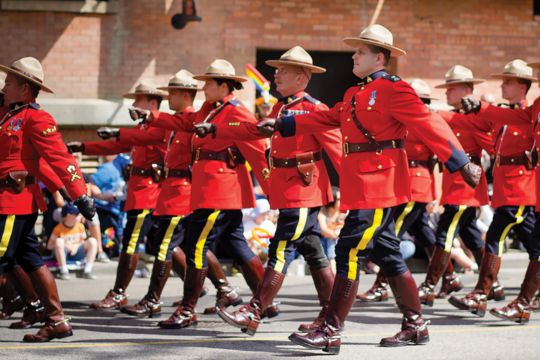 RCMP officers marching
