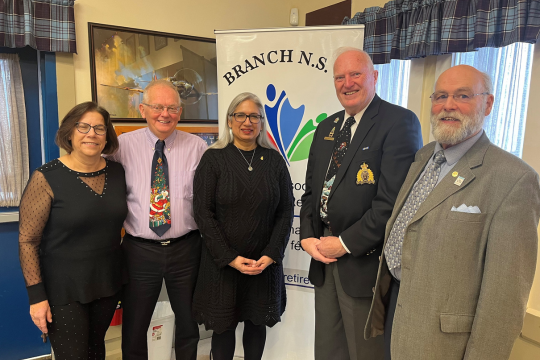 Michelle Langille, Mike Devine, Veterans Ombud Colonel (retired) Nishika Jardine, Allan Wellwood and Peter Kerr.