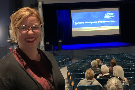 Seniors Navigator Melanie Melanson at film screening.