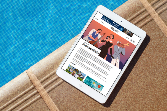 Tablet device featuring the latest issue of Sage60.