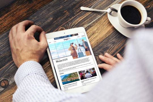 Tablet device featuring the latest issue of Sage60.