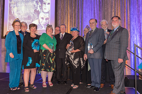 President Jean-Guy Soulière poses with the 2018 branch award winners. From left, Dorian Guerard, Lionel Guerard, Ceci O’Flaherty, Donna Dobson, Tom Higham, Jean-Guy Soulière, Paula Nygaard, Leslie Gaudette, Bernd Hirsekorn, Jean-Marc Demers and Ian Blake.