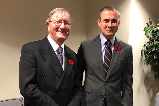 Jean-Guy Soulière, président de Retraités fédéraux, et Michael Davie, membre