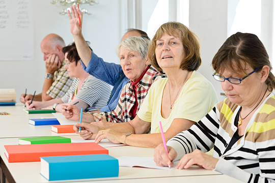 Seniors in a classroom.