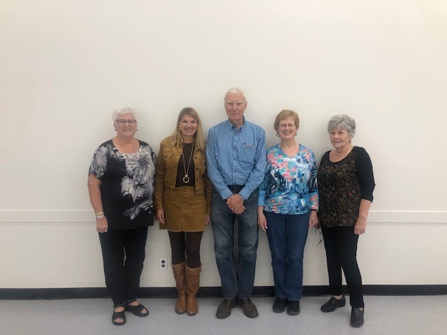 Executive members left to right: Lorna Lawson Treasurer Leanne Coleman-Kamphuis President Lorne McNiece vice pres Velma Murphy Health Benefits officer and Medoc travel Ruth Johnson Secretary.