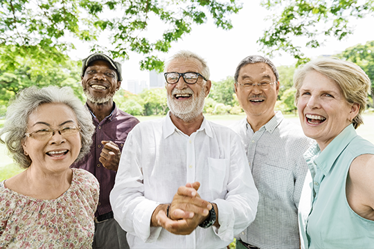 Happy seniors enjoy the outdoors