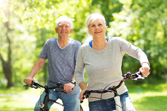 Seniors going for a bicycle ride