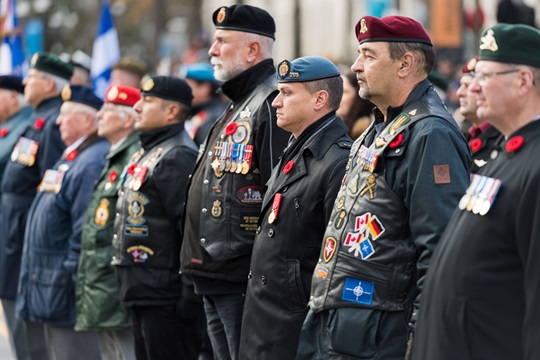 Veterans at a Remembrance Day ceremony, Citadelle in Québec City, Québec, November 11, 2016.