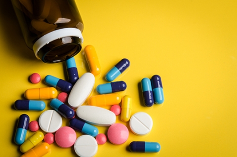 Bottle of pills. Bottle of pills.