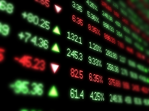 Stock ticker board. Stock ticker board.