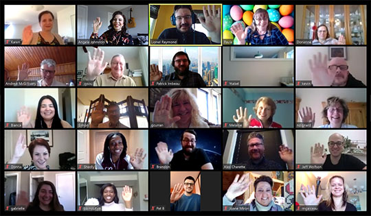National office from home National office staffwaving.