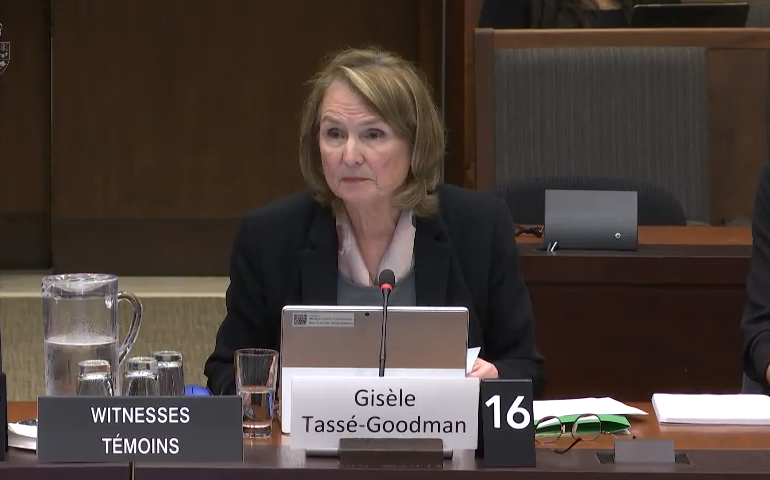 Federal Retirees Board Chair Gisèle Tassé-Goodman appearing before the House of Commons Standing Committee on the Status of Women.